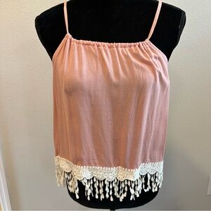 NEW Kori Blush Pink Halter Top with Lace Hem